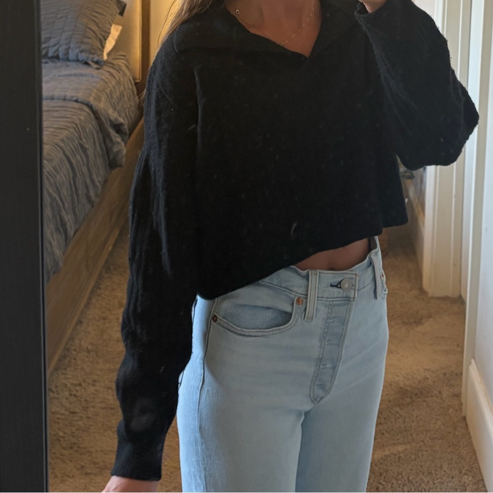 rag & bone Black Cropped Sweater